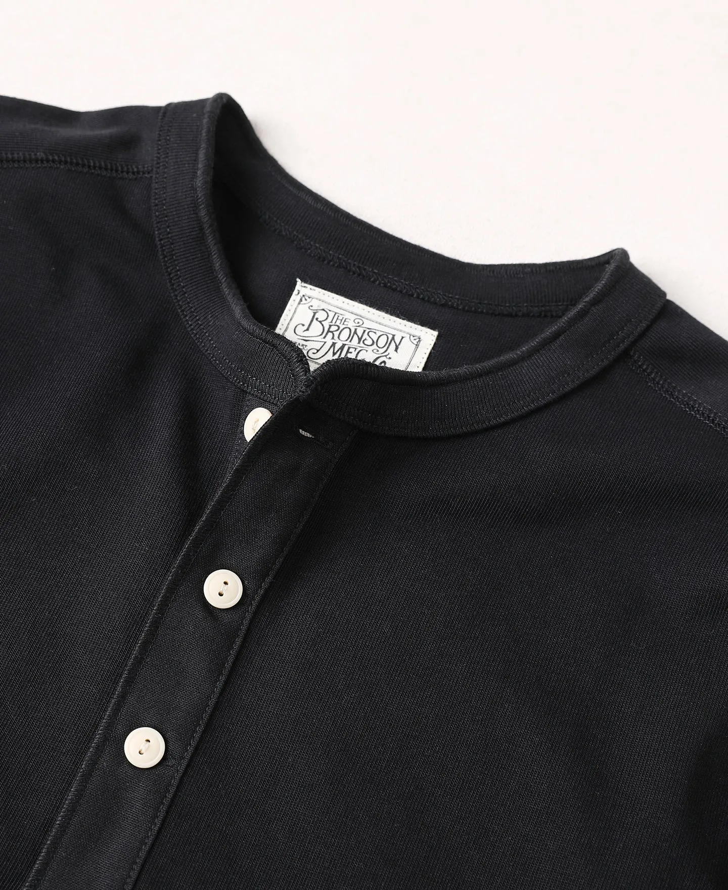 Vintage Long Sleeve Henley Shirt - Black