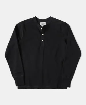 Vintage Long Sleeve Henley Shirt - Black