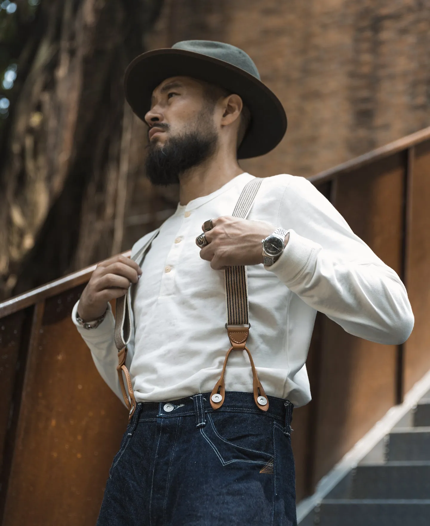 Vintage Long Sleeve Henley Shirt - White