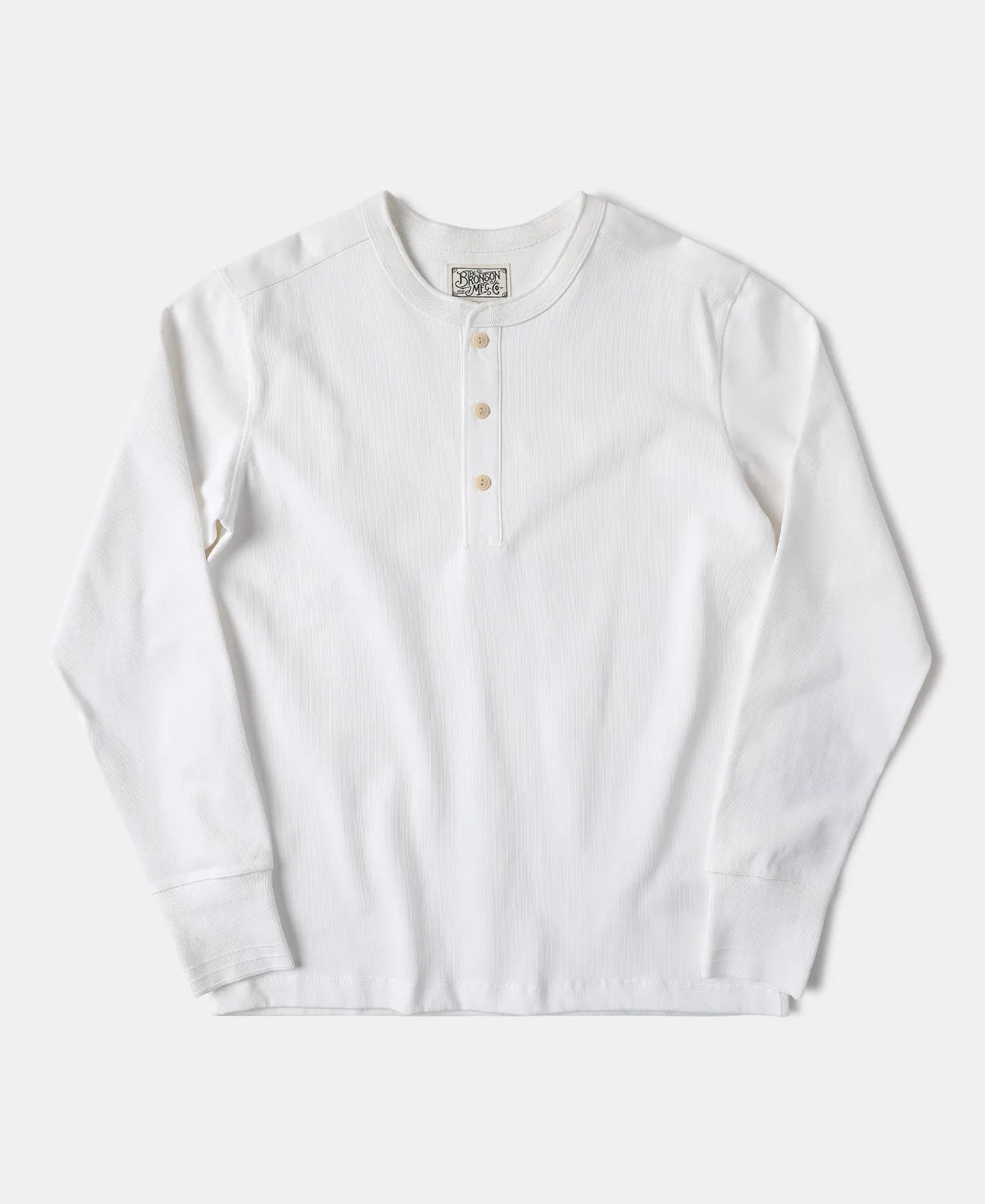 Vintage Long Sleeve Henley Shirt - White