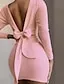 Women's Long Sleeve Backless Bow Mini Sweater Dress