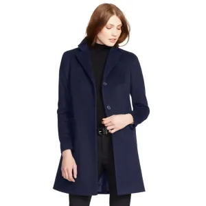 Womens Navy Wool Blend Coat