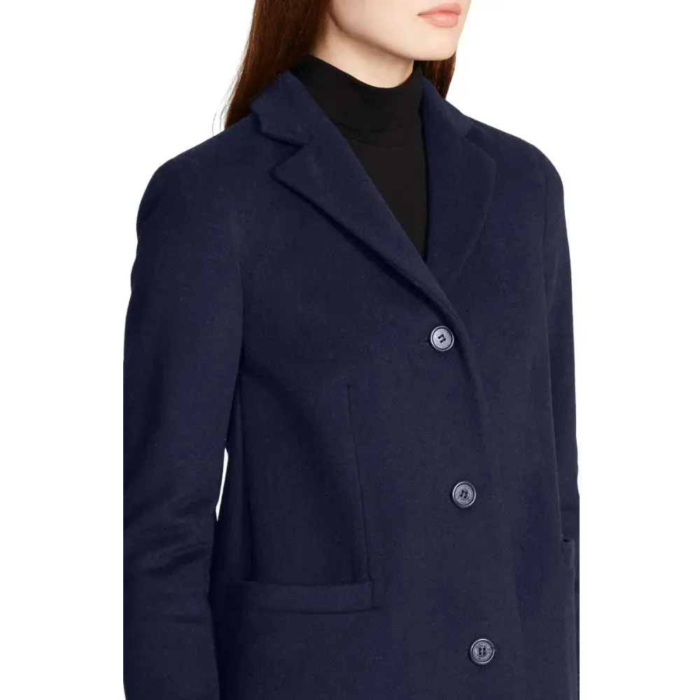 Womens Navy Wool Blend Coat