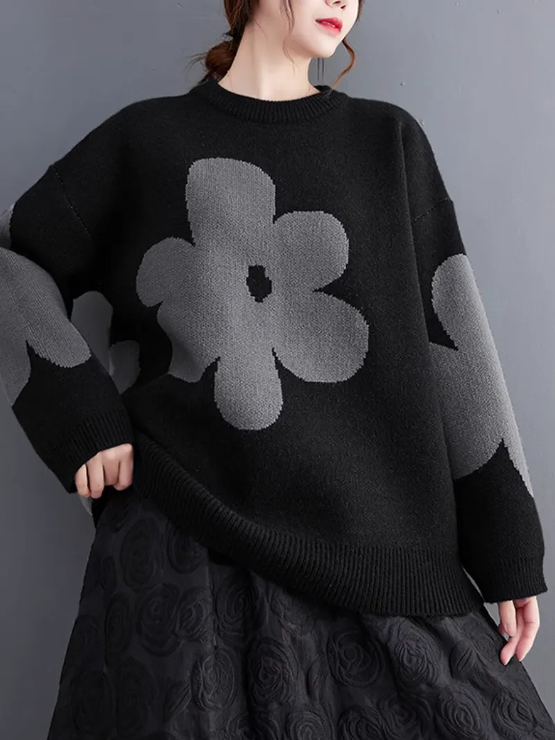 Women's Winter Wardrobe Cozy Flower Sweater