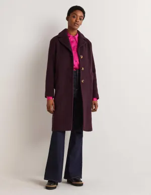 Wool Blend Collared Coat-Fig