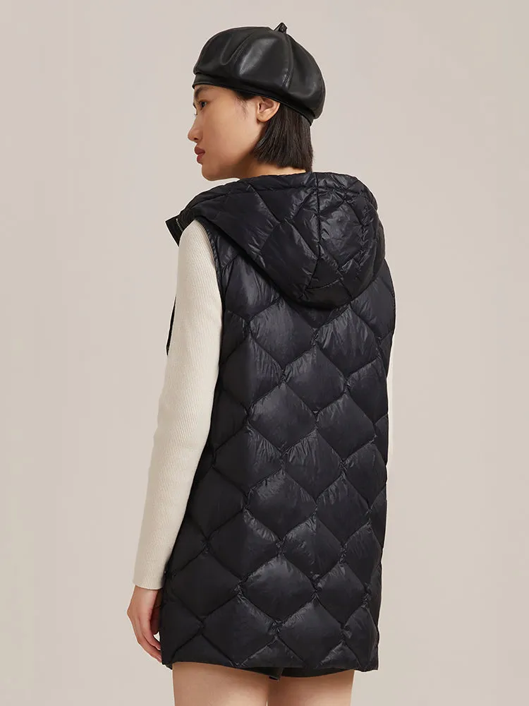 Woolen Coat And Down Puffer Vest Two-Piece Set