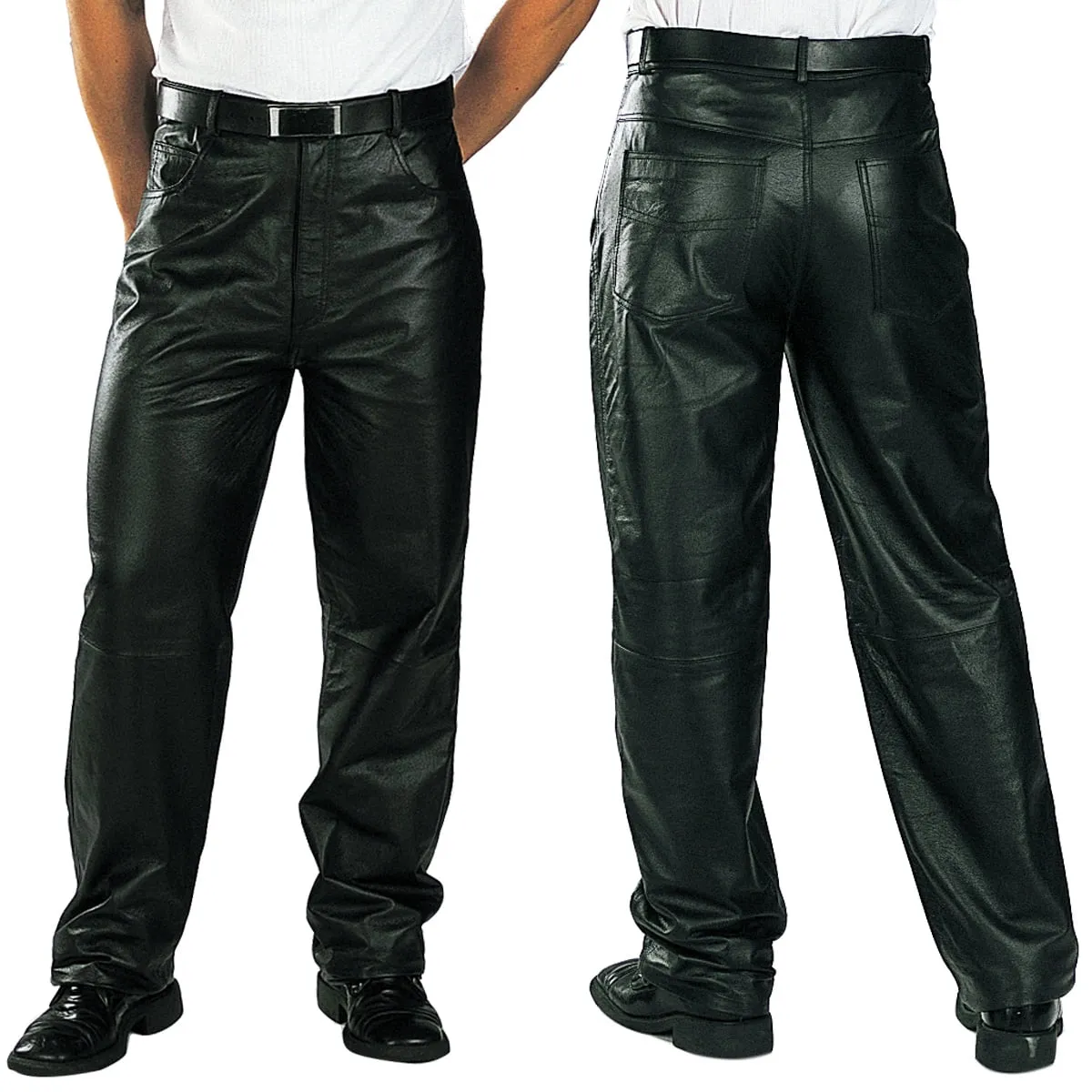 Xelement 860 Men's 'Classic' Black Loose Fit Motorcycle Casual Leather Pants