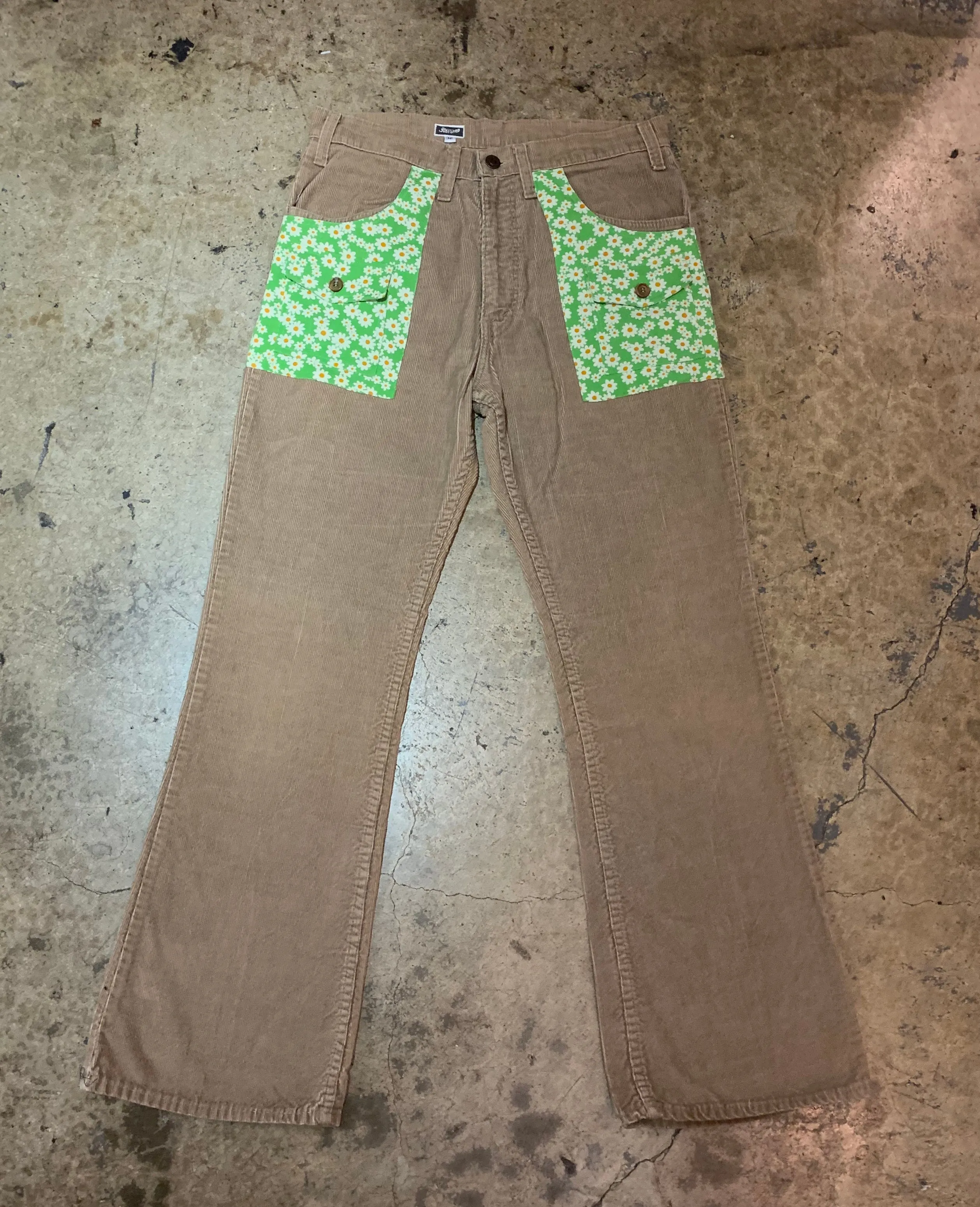 Yokishop - "Green Sunflower" Corduroy Pants