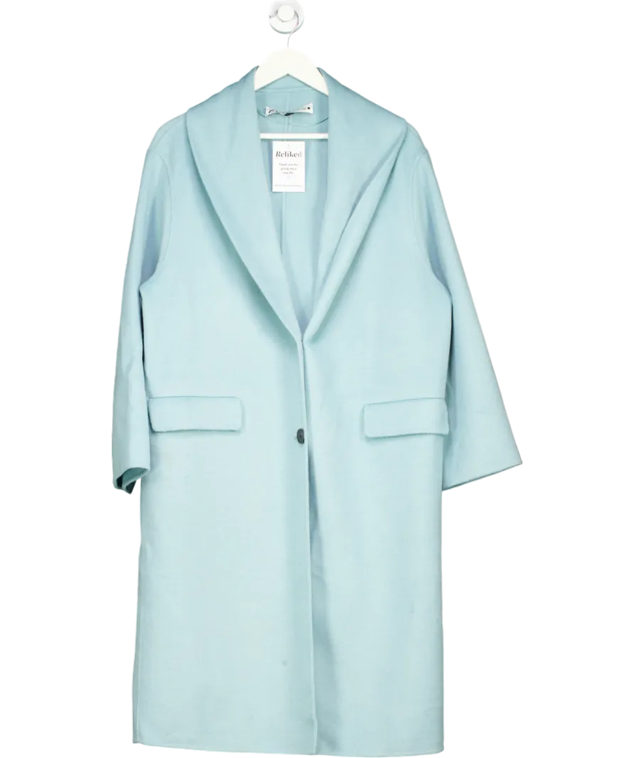 ZARA Blue Button Up Trench Coat UK M